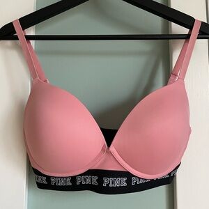 PINK Victoria's Secret Rose Bra with Black Chest Band